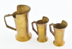 3 darab antik réz italmérce, jelzés nélkül, jó állapotban, m: 8-12 cm