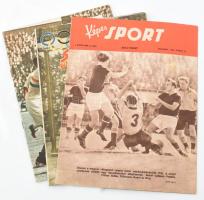 1952-1963 Sportújságok, 3 db: Sport és Testnevelés 1952. augusztusi, Képes Sport 1954. jún. 15-i, ill. Sport és Tudomány 1963. novemberi száma. Benne többek közt az Aranycsapattal kapcsolatos hírekkel.