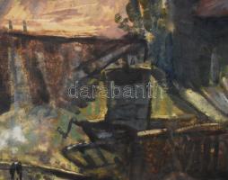 Olvashatatlan jelzéssel: Szekér. Olaj, karton. Dekoratív, üvegezett fakeretben. 29x38 cm