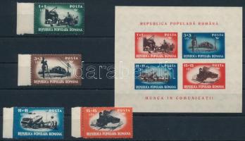 1948 Közlekedési eszközök ívszéli sor + blokk Mi 1165-1168 + Mi 38