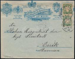 1896 Díszes levél 2 x 5Pf bérmentesítéssel WÜRZBURG - Eszék (kétféle érkezési bélyegzéssel)