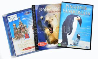 3 db DVD: Pingvinek vándorlása; A jegesmedve börtönében; Szentpétervár ismertető