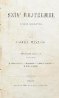 Jósika Miklós: Szív rejtelmei. Kisebb regények. I-II. rész. [Egy kötetben]. Pest, é.n. (cca 1860-1870), Heckenast Gusztáv, 219+(3) p., 178 p. Második kiadás. Átkötött félvászon-kötésben, sérült, kopottas borítóval, helyenként kissé foltos lapokkal.