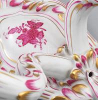 Herend Apponyi purpur mintás kétágú falikar. Jelzett, hibátlan, kézzel festett, 24x19x16 cm