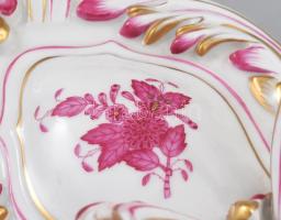 Herend Apponyi purpur mintás kétágú falikar. Jelzett, hibátlan, kézzel festett, 24x19x16 cm