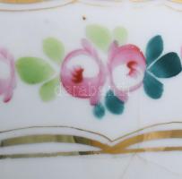 2 darab Püspökfürdői emlék porcelán csupor, kopással, repedésvonallal, m: 14 cm