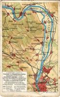 Budapest, A Magyar Királyi Folyam- és Tengerhajózási Rt. Budapest-Dömösi vonala, térkép / Hungarian river and sea shipping map. Lith. Klösz Gy. és Fia (EM)