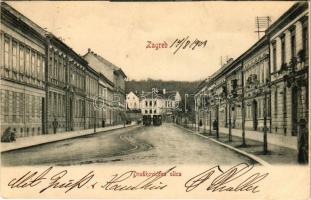 1903 Zagreb, Zágráb; Draskoviceva ulica / street view, horse-drawn tram (EK)