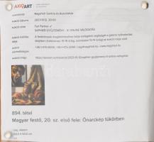 Jelzés nélkül. magyar festő, XX. sz. első fele: Önarckép tükörben. Olaj, vászon, javított. Provenien...