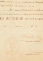 1947 Budapesti Építőmesterek Ipartestülete által kiállított kőműves segédlevél, aláírásokkal, 1Ft il...