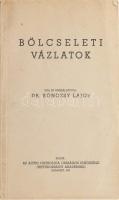 Könözsy Lajos: Bölcselketi vázlatok. Bp., 1947, Actio Catholica Országos Elnöksége (Hittudományi Akadémiák),(Korda-ny.), 80 p. Kiadói papírkötés, szakadt borítóval.