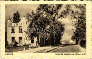 1938 Budapest XXII. Budafok, Kutyavilla halászcsárda a Duna mentén. Hátoldalon térkép