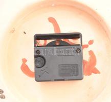 Iparművész kerámia retro falióra. Jelzett, hibátlan, d: 25,5 cm