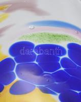 Murano anyagában színezett kínáló, kézzel készült hutaüveg, jelzés nélkül, hibátlan, 22x21 cm