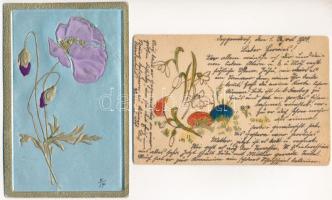 2 db RÉGI virágos üdvözlőlap / 2 pre-1945 greeting art postcards with flowers