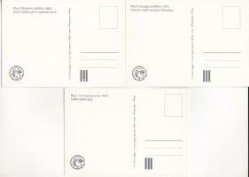 3 db MODERN képeslap: Pécsi 100 korona terve (Gábor Jenő rajza, 1919), Pécsi Országos Kiállítás (Szi...