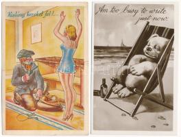 4 db régi és modern humoros képeslap / 4 pre-1945 and modern humour postcards