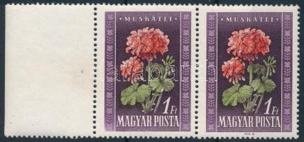 1950 Virág (I.) 1Ft ívszéli pár I. nyomás, közte a tervező neve alig látszik tévnyomat (6.800)
