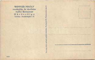 Budapest II. Hűvösvölgy, Wippner Mihály vendéglője és kávéháza, autók, Székesfehérvári Zsolnay Jancs...