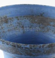 Bod Éva (1924-2004): Tengerkék padlóváza. Feketén pöttyözött élénk kék mázas kerámia. Jelzett, szájá...