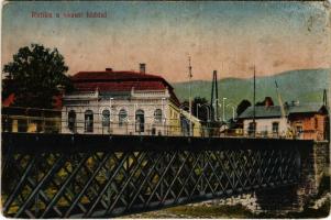 Ruttka, Vrútky; Vasúti híd, Kávéház és vendéglő, sorompó. Vasúti levelezőlapárusítás 24. sz. 1918. / railway bridge, cafe and restaurant (kopott sarkak / worn corners)