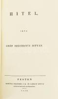 -  Gróf Széchenyi István: Hitel. Pest, 1830, Petróza Trattner. REPRINT! Kiadói vászonkötés, jó állapotban.