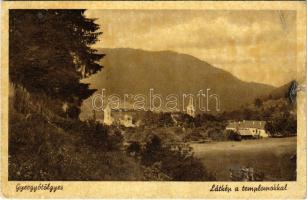 1944 Gyergyótölgyes, Tölgyes, Tulghes, Tulghies; látkép a templomokkal / general view with churches (r)