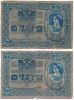 Ausztria 1919. (1902.) 1000K mindkét oldal német, függőleges piros "DEUTSCHÖSTERREICH" fel...