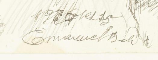 Emanuel Béla (1879-1976): Szent Márk (oroszlánnal). Tus, papír, jelezve jobbra lent. Proveniencia: a...