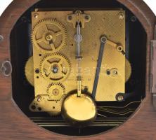 Junghans art deco negyedütős kandallóóra, kulccsal, ingával, működik, 50x23x12 cm