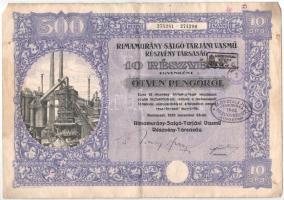 Budapest 1925. "Rimamurány-Salgó-Tarjáni Vasmű Részvény-Társaság" 10db részvénye egyben, e...