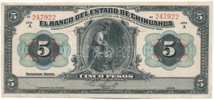 Mexikó / El Banco del Estado de Chihuahua 1913. 5P T:F ceruzás firka Mexico / El Banco del Estado de Chihuahua 1913. 5 Pesos C:F pencil scribble Krause P#S132