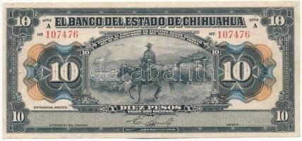 Mexikó / El Banco del Estado de Chihuahua 1913. 10P T:F ceruzás firka Mexico / El Banco del Estado de Chihuahua 1913. 10 Pesos C:F pencil scribble Krause P#S133