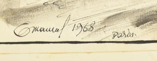 Emanuel Béla (1879-1976): Jézus és társai (bibliai jelenet), 1968. Lavírozott tus, papír, jelezve ba...