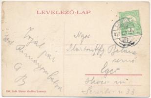 1913 Losonc, Lucenec; Kubinyi tér, református templom, üzlet. Roth Simon kiadása / square, Calvinist...