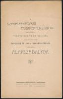 1904 A Székesfehérvári Takarékpénztár-nál alkalmazott tisztviselők és szolga illetőleg ezek özvegyei és árvái nyugdíjazására vonatkozó alapszabályok. Székesfehérvár, 1904, Csitári-ny., 9 p. Papírkötés.