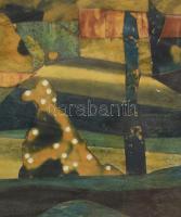 Pólya József (1923-1994): Vízforrás I. Vegyes technika, kollázs, papír. Hátoldalán jelzett és autogr...