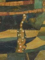 Pólya József (1923-1994): Vízforrás I. Vegyes technika, kollázs, papír. Hátoldalán jelzett és autogr...