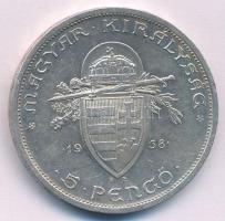 1938. 5P Ag "Szent István" T:AU,XF ph., patina 
Adamo P8.1