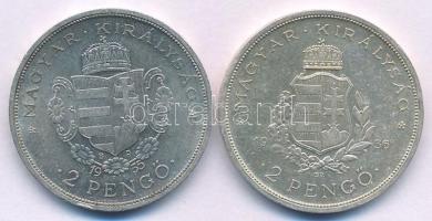 1935. 2P Ag "Rákóczi" + 1936. 2P Ag "Liszt" T:AU halvány patina 
Adamo P7.2, P7...