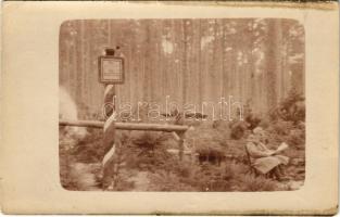 Útjelző az orosz-lengyelországi Új-Beszterce felé, Neu-Bistritz / WWI Austro-Hungarian K.u.K. military, soldier. photo