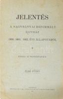 Jelentés a nagybányai reformált egyház 1900. 1901. 1902. állapotáról. Első füzet. Kiadja Egyháztanács. Nagybánya, 1903, Morvay és Undy-ny., 18 p. Kiadói papírkötés, foltos borítóval és lapokkal.