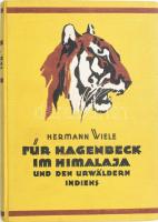 Wiele, Hermann: Für Hagenbeck im Himalaja und den Urwäldern Indiens. Dreißig Jahre Forscher und Jäger. Mit über 100 Originalaufnahmen des Verfassers sowie 3 Landkerten. Dresden, 1925, Deutsche Buchwerkstätten, 1 (címkép, fekete-fehér fotó) t. + 346+2 p.+39 (kétoldalas fekete-fehér fotók) t. + 3 (térképek, közte 1 kétlapos) t. Rendkívül gazdag fekete-fehér fotóanyaggal, szövegközti rajzokkal illusztrálva. Német nyelven. Kiadói egészvászon-kötés, a hátsó borítón és néhány lap szélén folttal, egyébként jó állapotban.