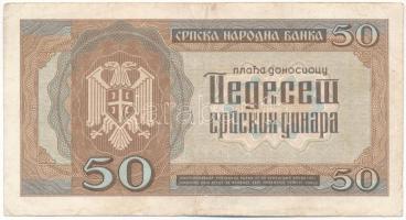 Szerbia / Német megszállás 1942. 50D T:F
Serbia / German Occupation 1942. 50 Dinara C:F
Krause P#2...