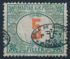 Debrecen I. 1919 Pirosszámú Portó 5f elcsúszott felülnyomással, Bodor vizsgálójellel (**200.000) (törések, gumihiba / folds, gum disturbances)