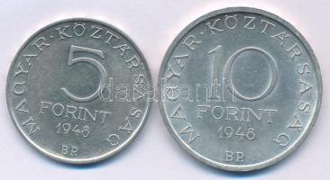 1948. 5Ft Ag "Petőfi" + 10Ft Ag "Széchenyi" T:AU 
Adamo EM1, EM2