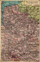 1915 Westl. Kriegsschauplatz 3. Dover-Calais-Paris / WWI military map, 1915 Első világháborús katonai térkép Észak-Franciaországról.