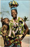 L'Afrique en Couleurs. Mere et Enfant / African folklore, mother and child, Afrikai folklór, anya gyermekével.