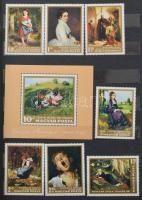 Festmény motívum összeállítás, postatiszta magyar és külföldi kiadások + néhány bélyegzett külföldi sor 12 lapos közepes berakóban