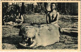Congo, Tete d'hippopotame / African folklore, hippopotamus head, Vizilófej, afrikai folklór